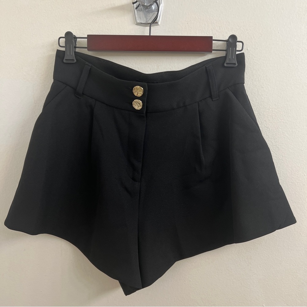 River Island Black High Waist Shorts with Gold Buttons